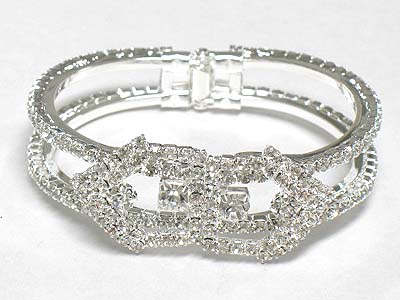 Boutique style rhinestone deco hinge bangle