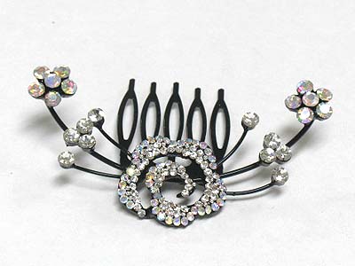 Crystal flower deco hair pin