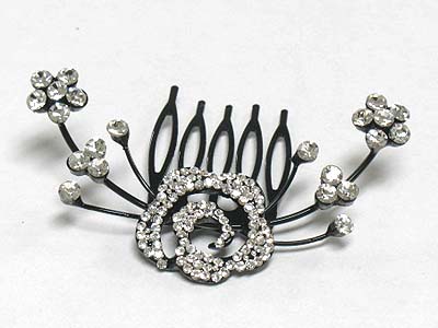 Crystal flower deco hair pin