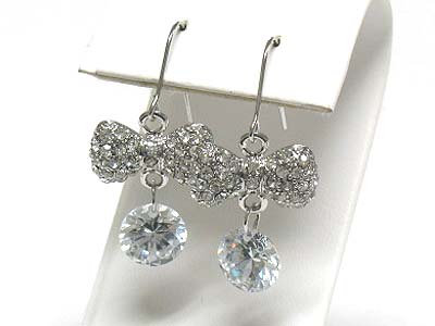 Crystal ribbon and facet crystal ball drop earring