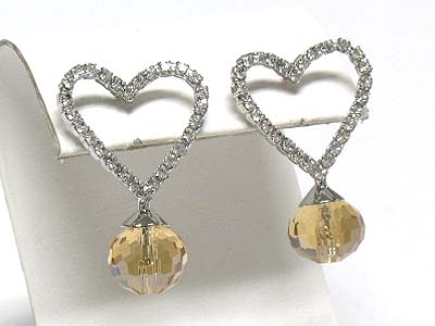 Crystal heart and crystal ball drop earring