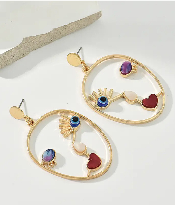 Artistic abstract face earring