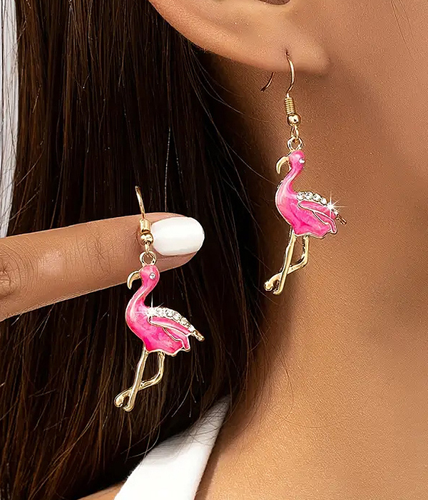 Epoxy flamingo earring