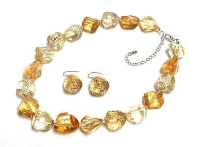 Lucite multi ice bead necklace set