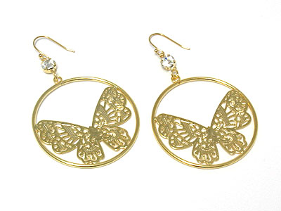 Casted butterfly in circle earring