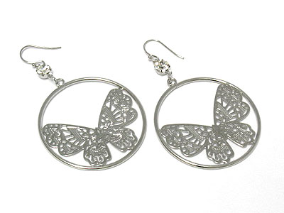 Casted butterfly in circle earring