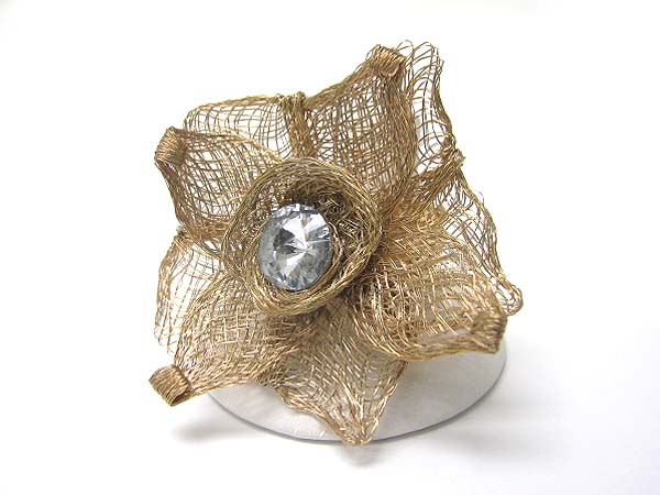 Crystal stud metal wire flower stretch ring