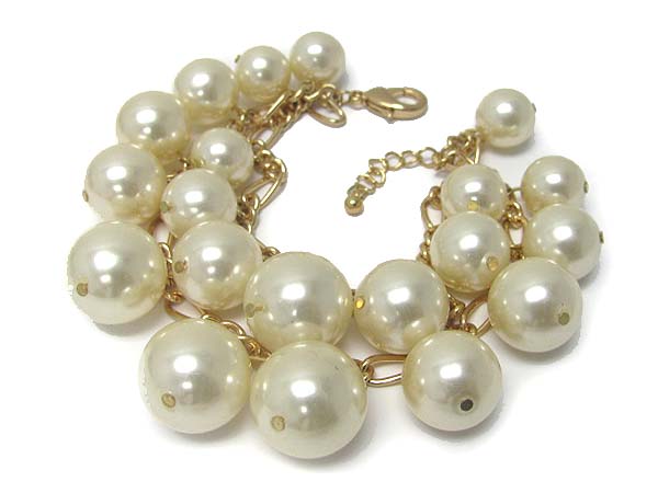 Pearl ball and metal chain link bracelet