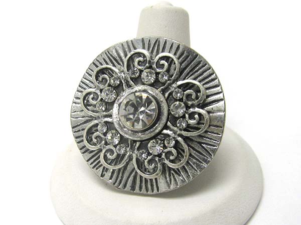 Crystal stud round casting metal stretch ring