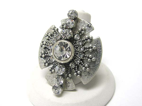 Crystal stud filigree metal stretch ring