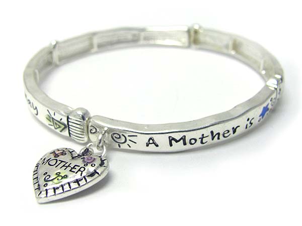 Message charm casting metal stretch bracelet