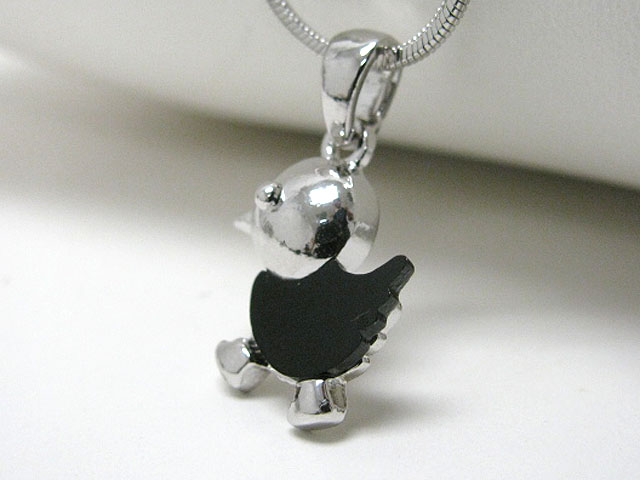 Made in korea whitegold plating mother of pearl chick pendant necklace