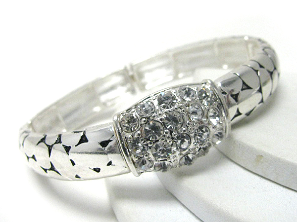 Crystal stud and designer pattern stretch bracelet