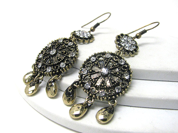 Crystal deco double disk drop earring