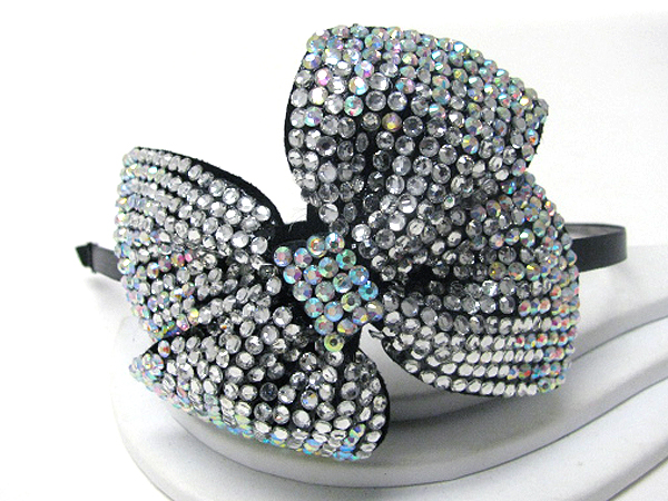 Crsytal stud large ribbon headband