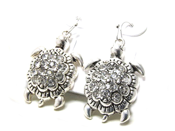 Crystal metal sea turtle earring