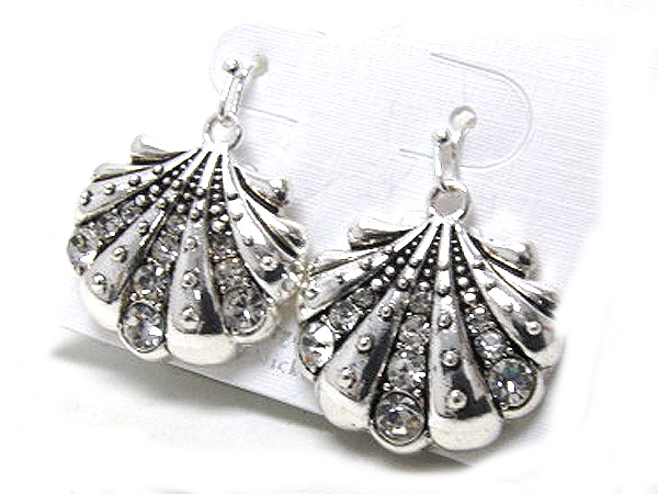 Crystal metal sea shell earring