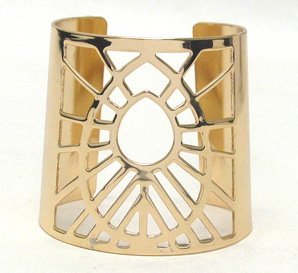 Architectural cut metal bangle bracelet