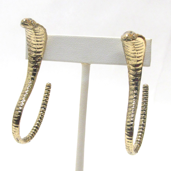 Crystal eyed cobra snake hoop earring - hoops