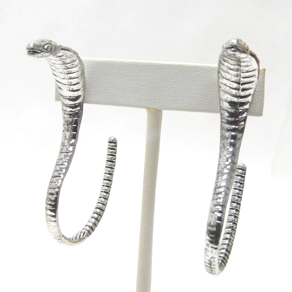 Crystal eyed cobra snake hoop earring - hoops