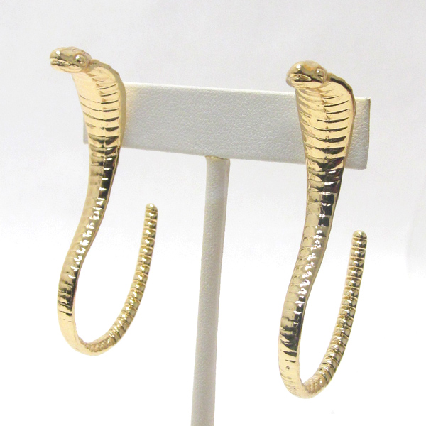 Crystal eyed cobra snake hoop earring - hoops