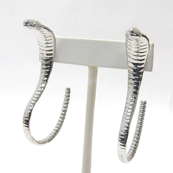 Crystal eyed cobra snake hoop earring - hoops