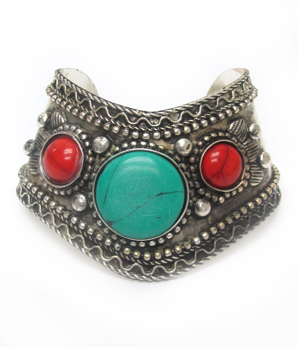 Western cuff metal textured bracelet 