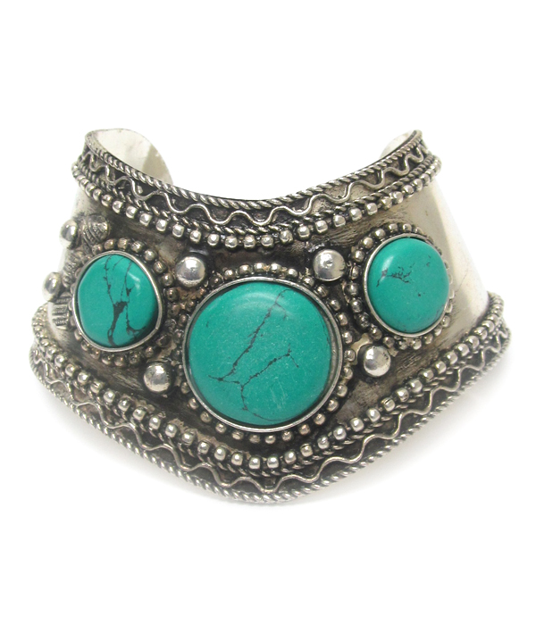 Western cuff metal textured bracelet