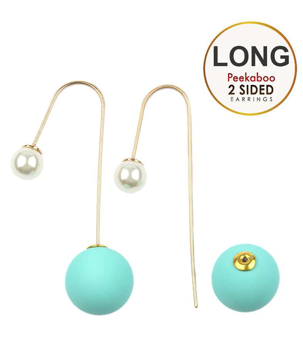 Pearl and ball double sided front and back long earring