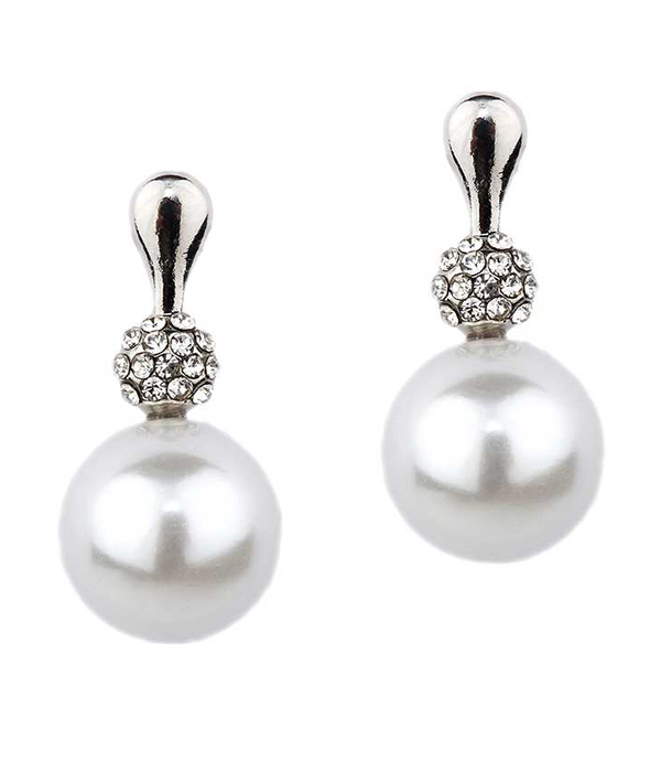 Pearl and crystal ball drop earring