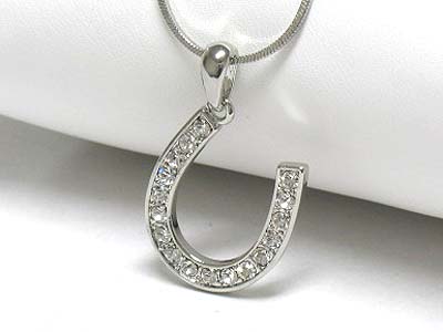 Crystal horse shoe pendant necklace