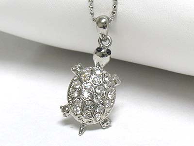 Crystal turtle pendant necklace