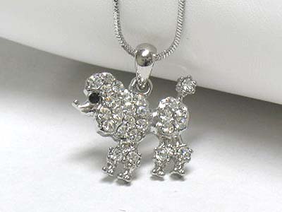 Crystal puppy pendant necklace