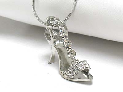 Crystal hige heel pendant necklace