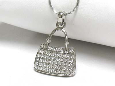 Crystal handbag pendant necklace