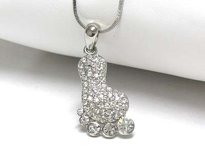 Crystal footprint pendant necklace