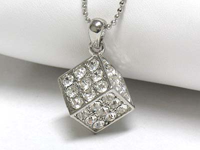 Crystal dice pendant necklace