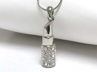 Crystal lipstick pendant necklace