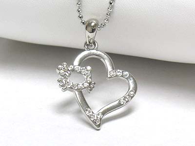 Crystal deco heart pendant necklace