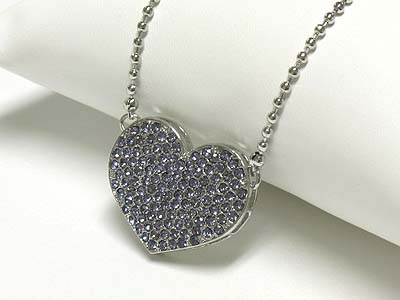 Crystal heart pendant long chain necklace