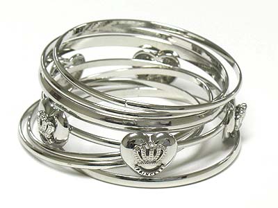 Crown accent seven row metal bangle