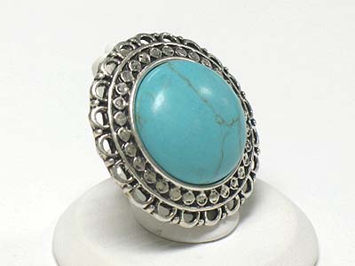 Big natural stone adjustable size ring