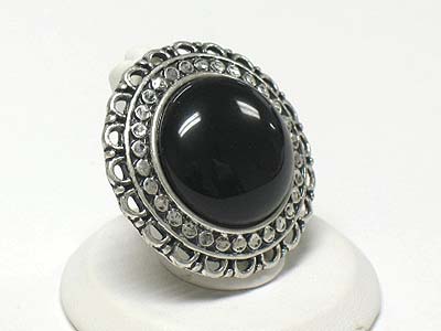 Big natural stone adjustable size ring