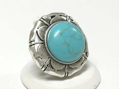 Big natural stone adjustable size ring