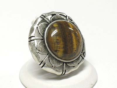 Big natural stone adjustable size ring