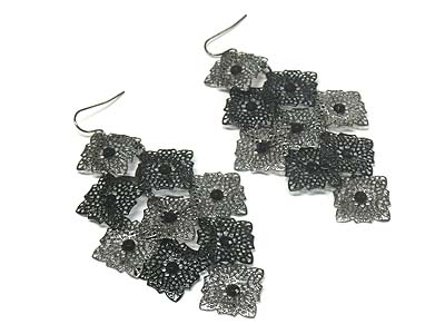 Multi metal filigree cascade drop earring