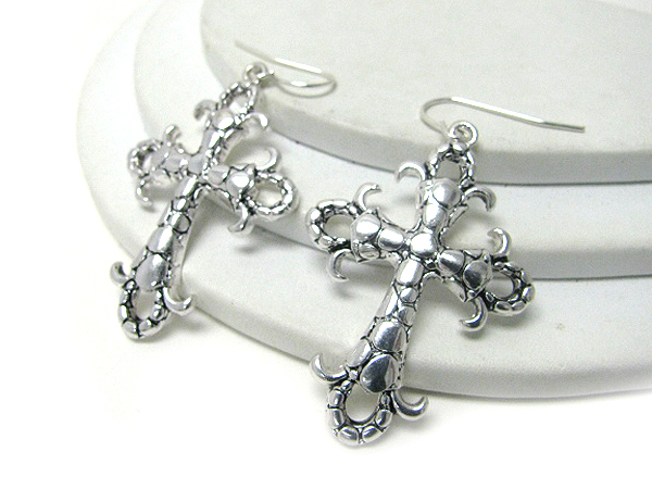 Medieval metal cross earring