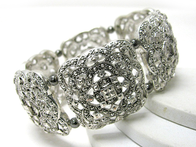 Marcasite look metal casting stretch bracelet