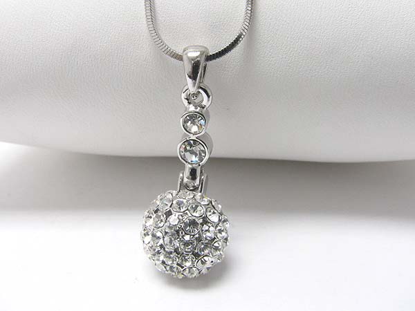 Made in korea whitegold plating crystal stud ball drop pendant necklace