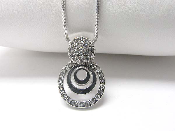 Made in korea whitegold plating crystal multi round pendant necklace